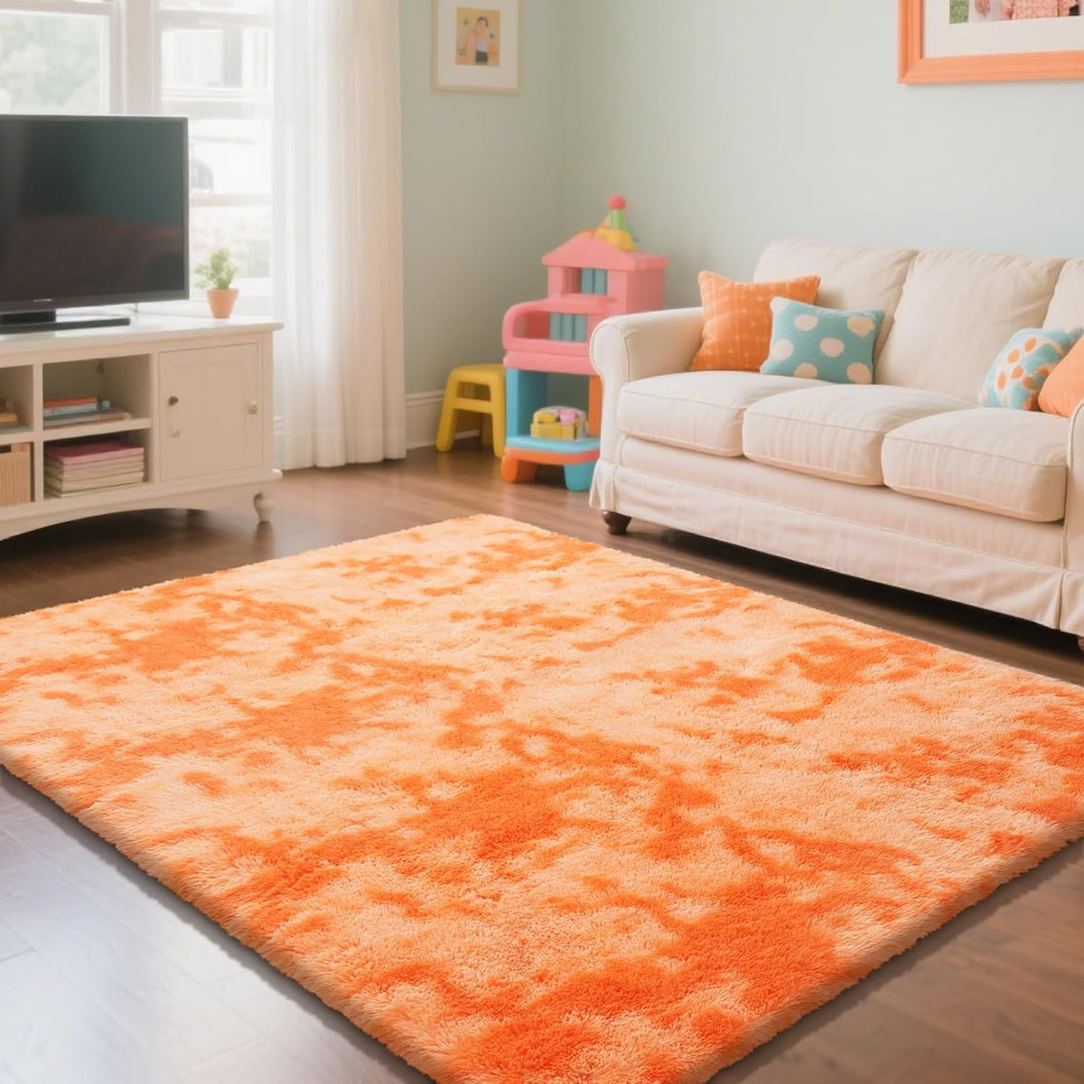 Mottled Beige 9x12 Area Rugs for Living Room, Fluffy Shag Rug Large Carpet