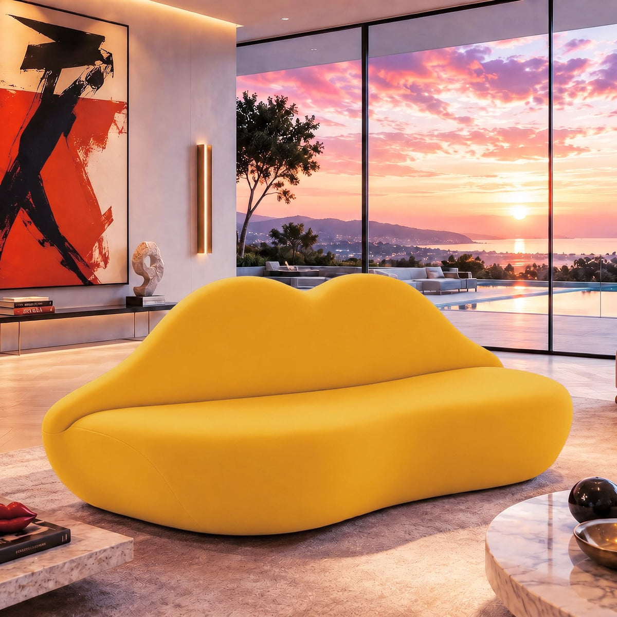 Lip-Shaped Sculptural Lounge Sofa