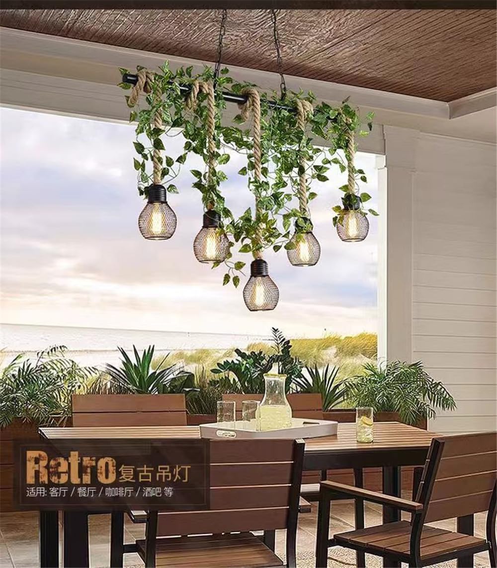 American Pastoral Restaurant Pendant Light LED Retro Creativity Hemp Rope Music