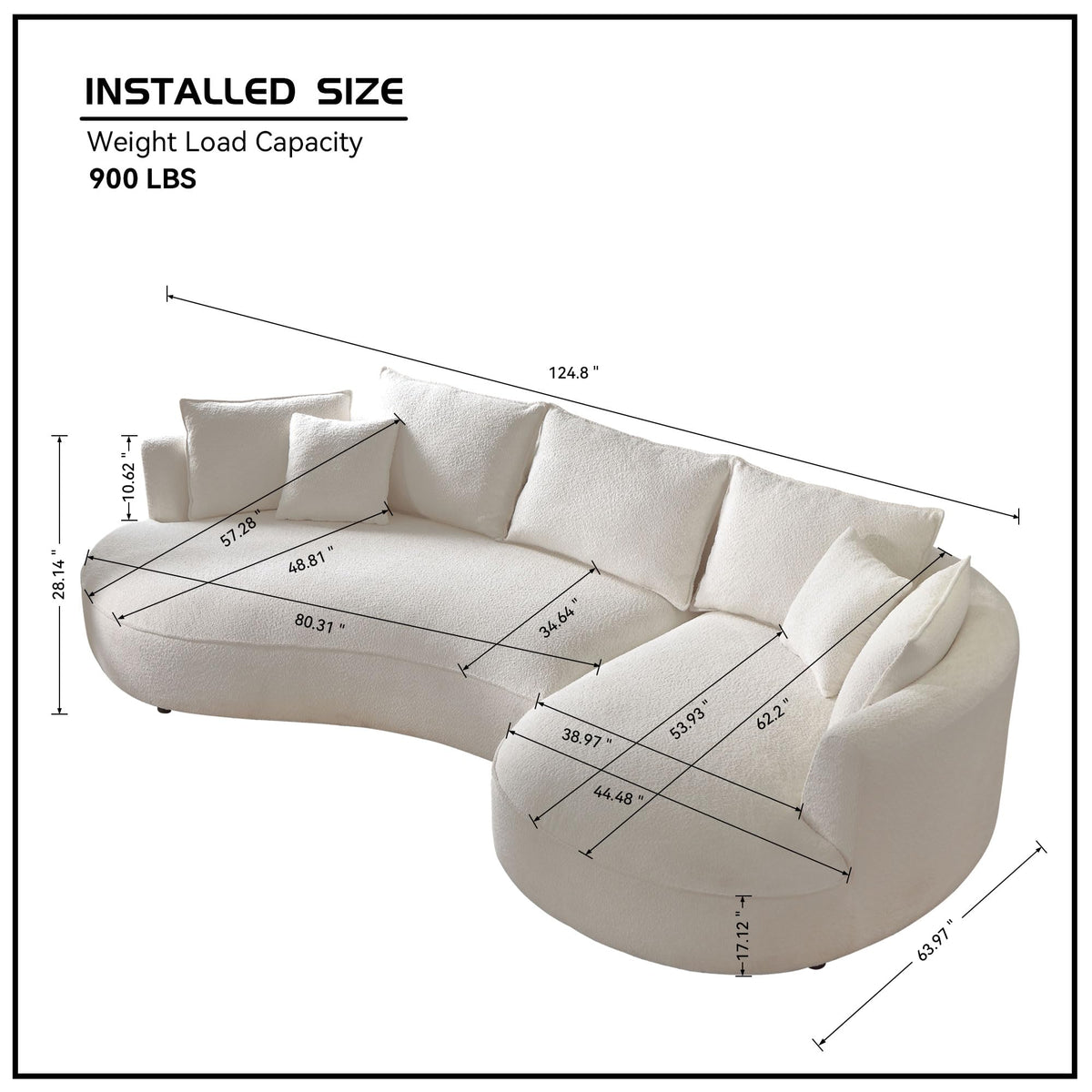 102.36" Curved Sectional Sofa, Gray Velvet 4-Seat Couch