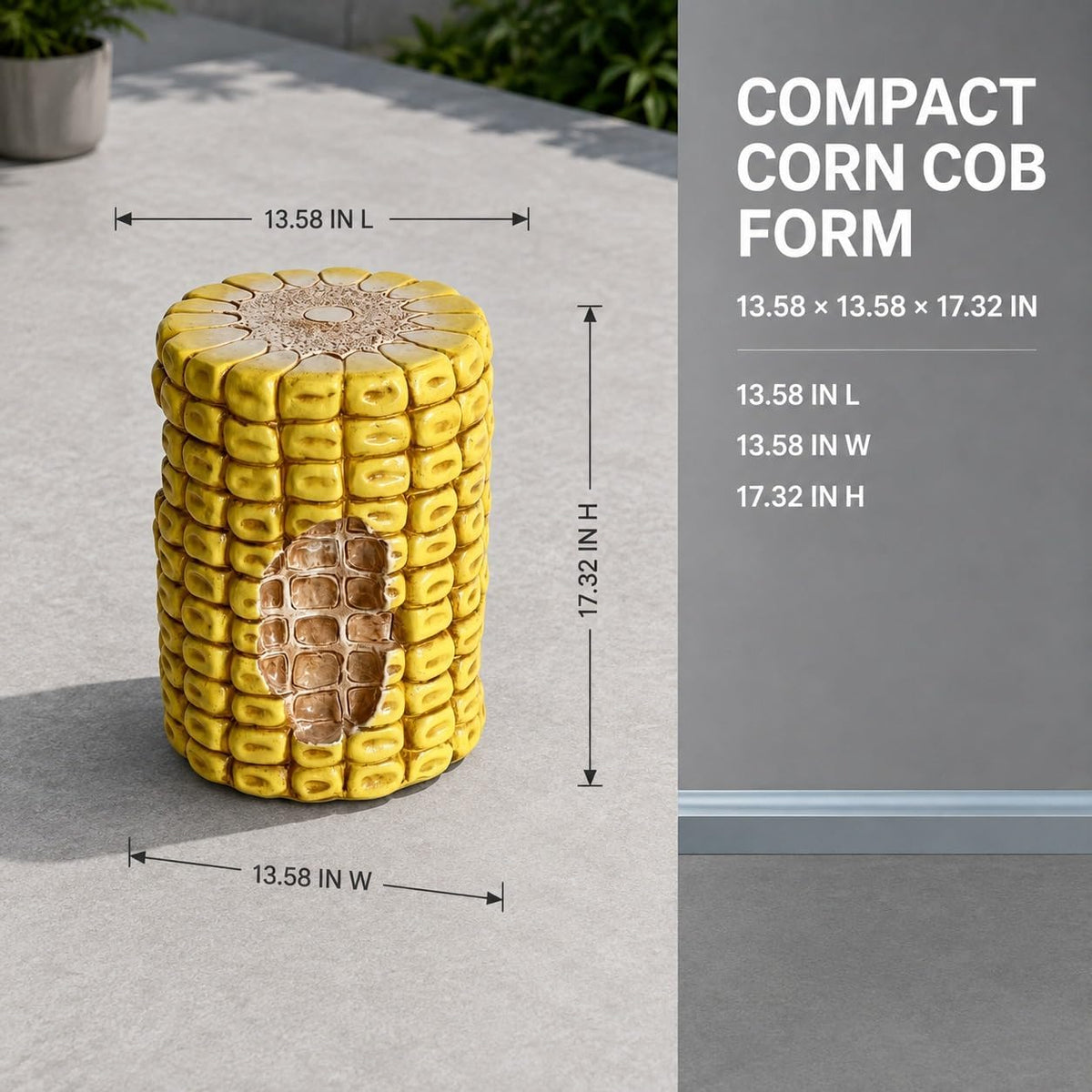 Corn Cob Plant Stand Indoor and Outdoor Resin Garden Stool Drum Seat Accent