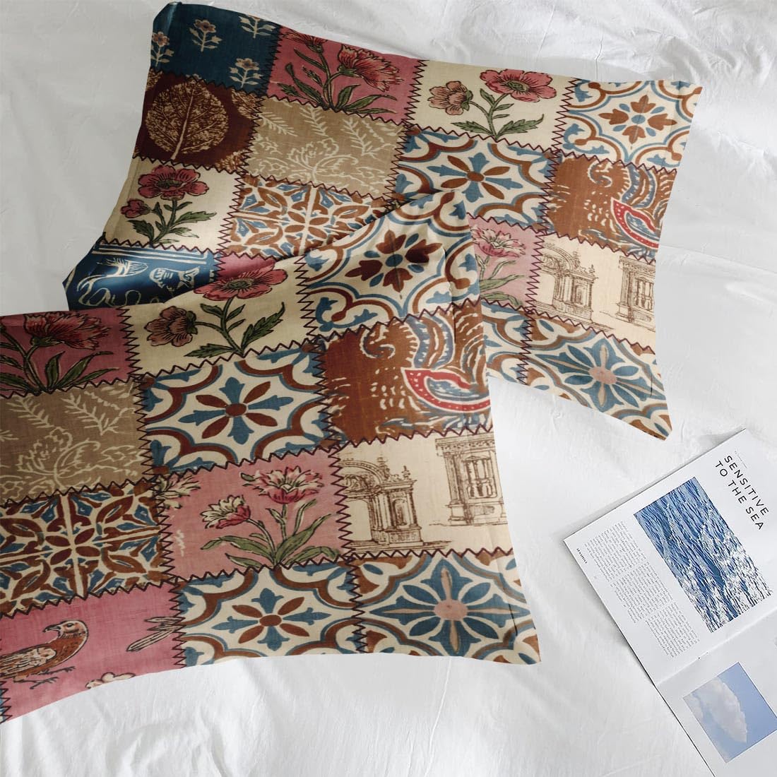 Pamnest Queen Comforter Set, 3 Pieces African Floral Bedding, All Season