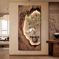 3D LED Sandstone Wall Art with Orchid Vase Detail