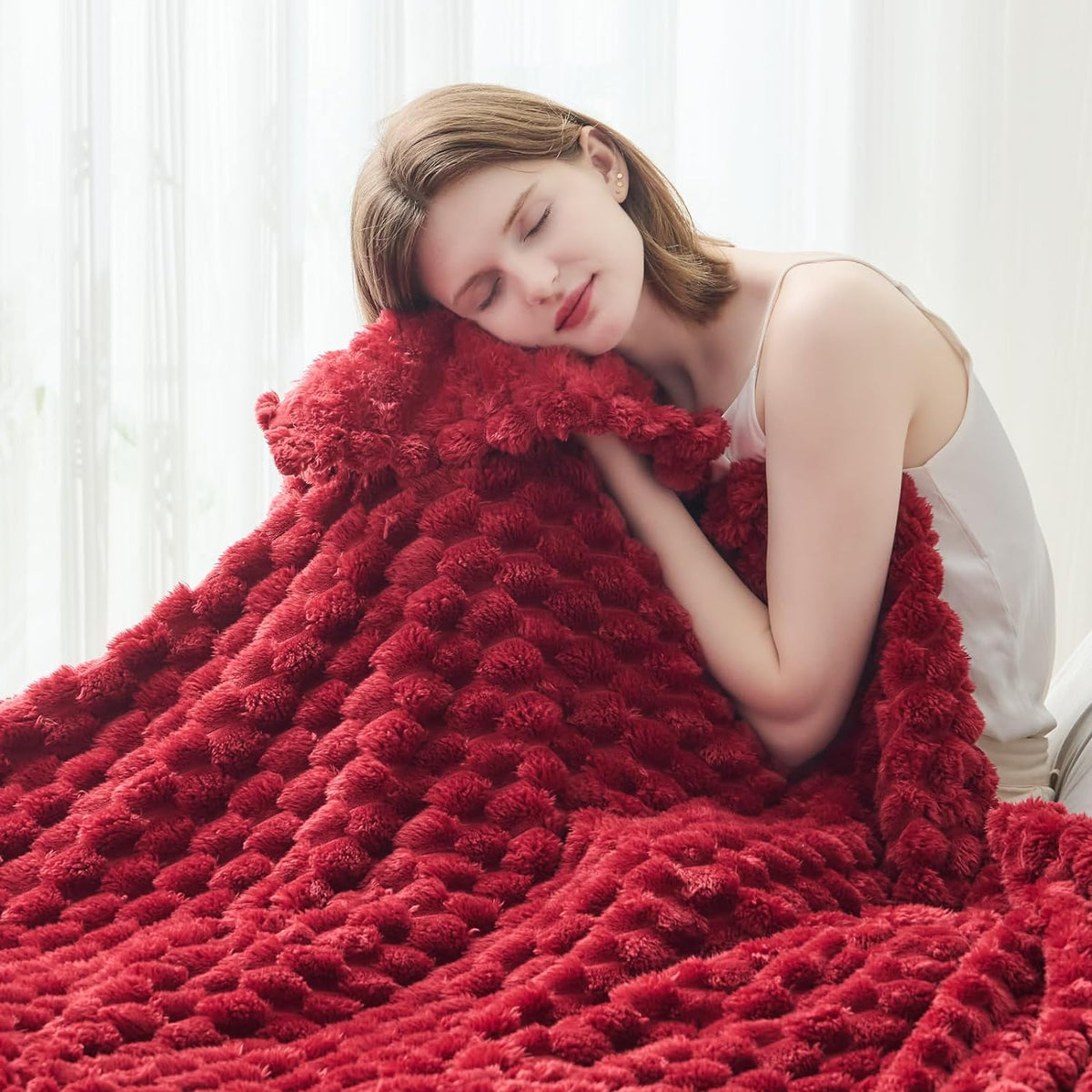 Ribbed Fleece Throw Blanket