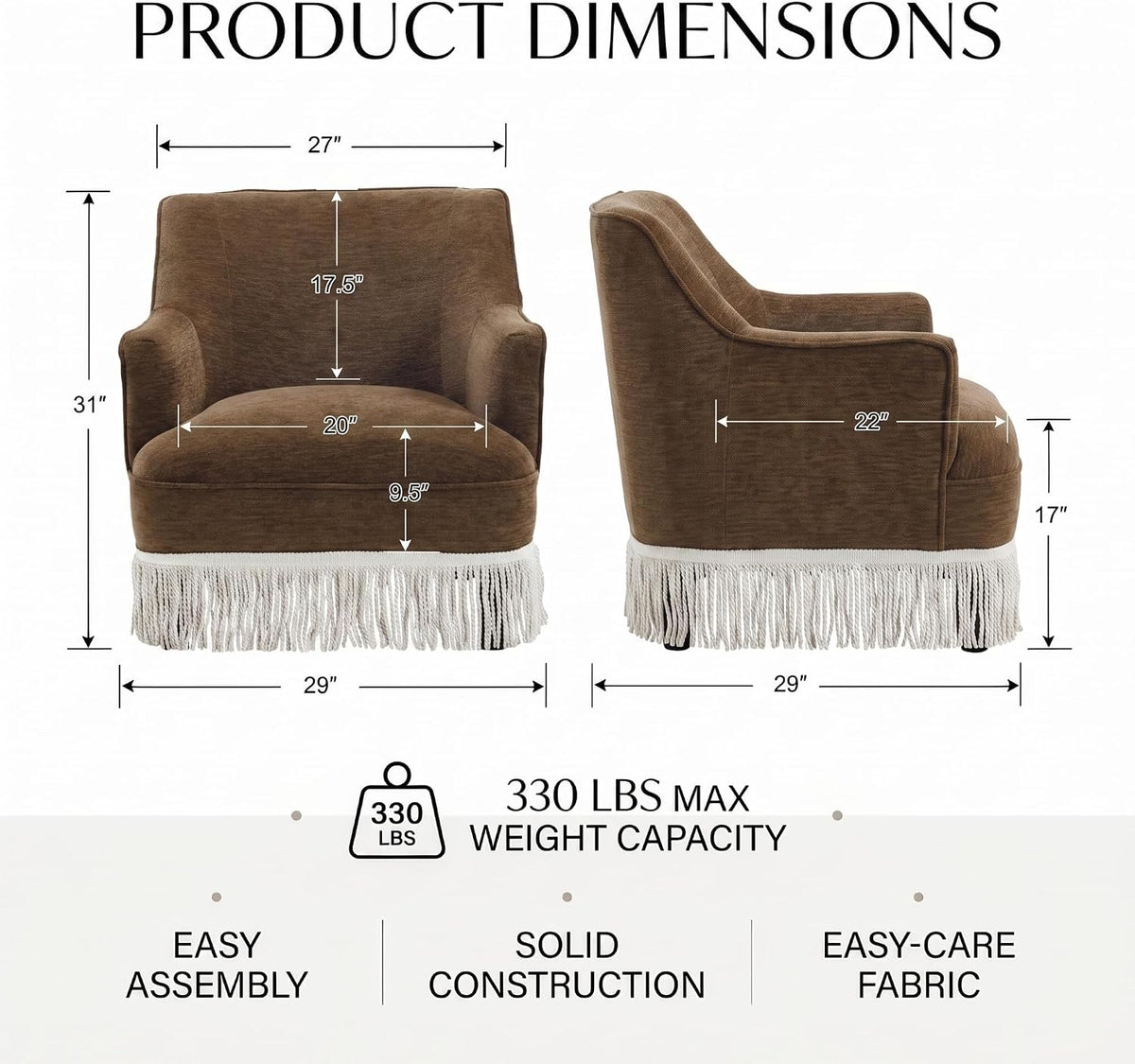 Hyfirm Vintage Accent Chair with Fringe Tassel Skirt