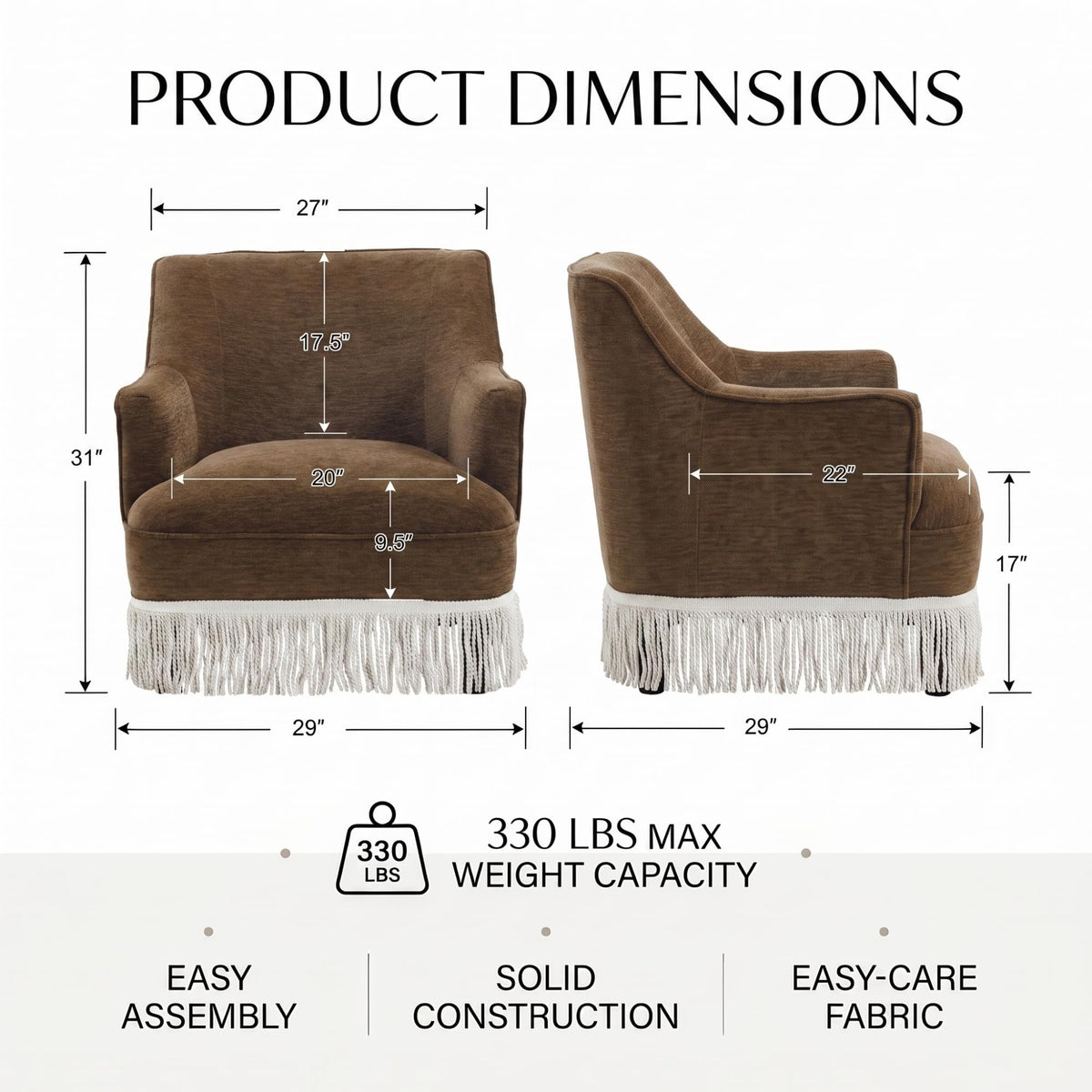 Hyfirm Vintage Accent Chair with Fringe Tassel Skirt