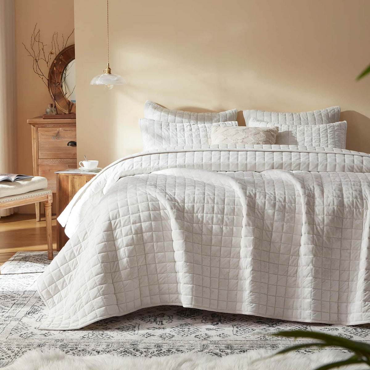 LEAONME Velvet Quilt King Size-98''x106''