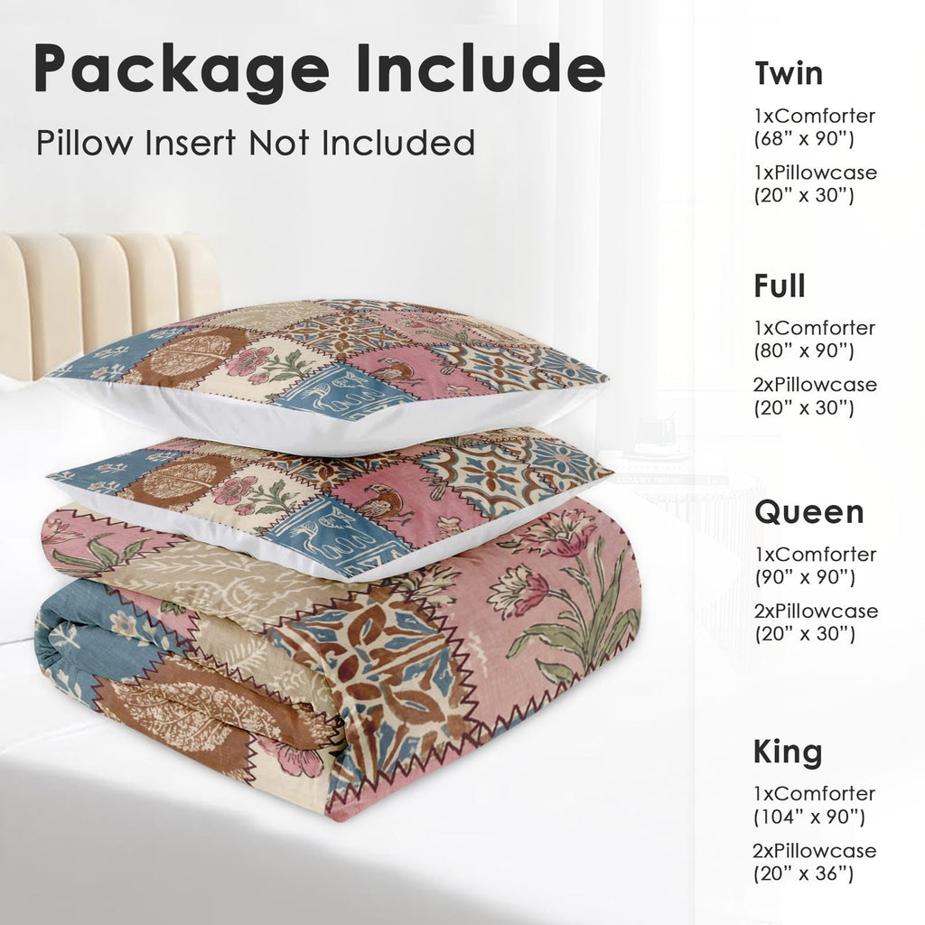 Pamnest Queen Comforter Set, 3 Pieces African Floral Bedding, All Season