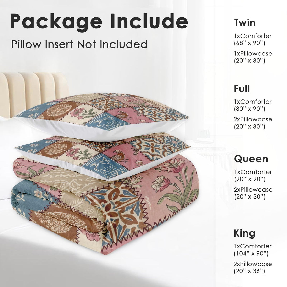 Pamnest Queen Comforter Set, 3 Pieces African Floral Bedding, All Season