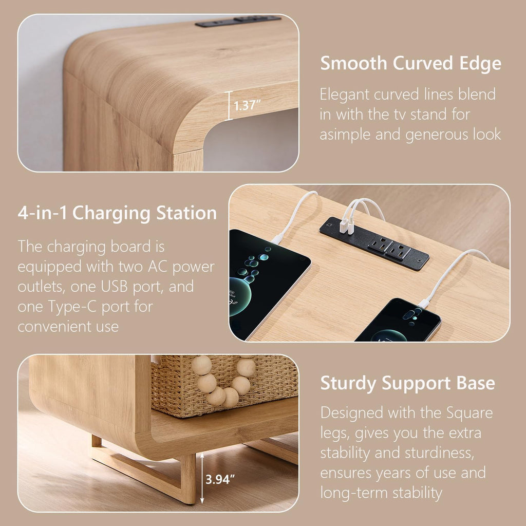 Curved Two-Tier End Table