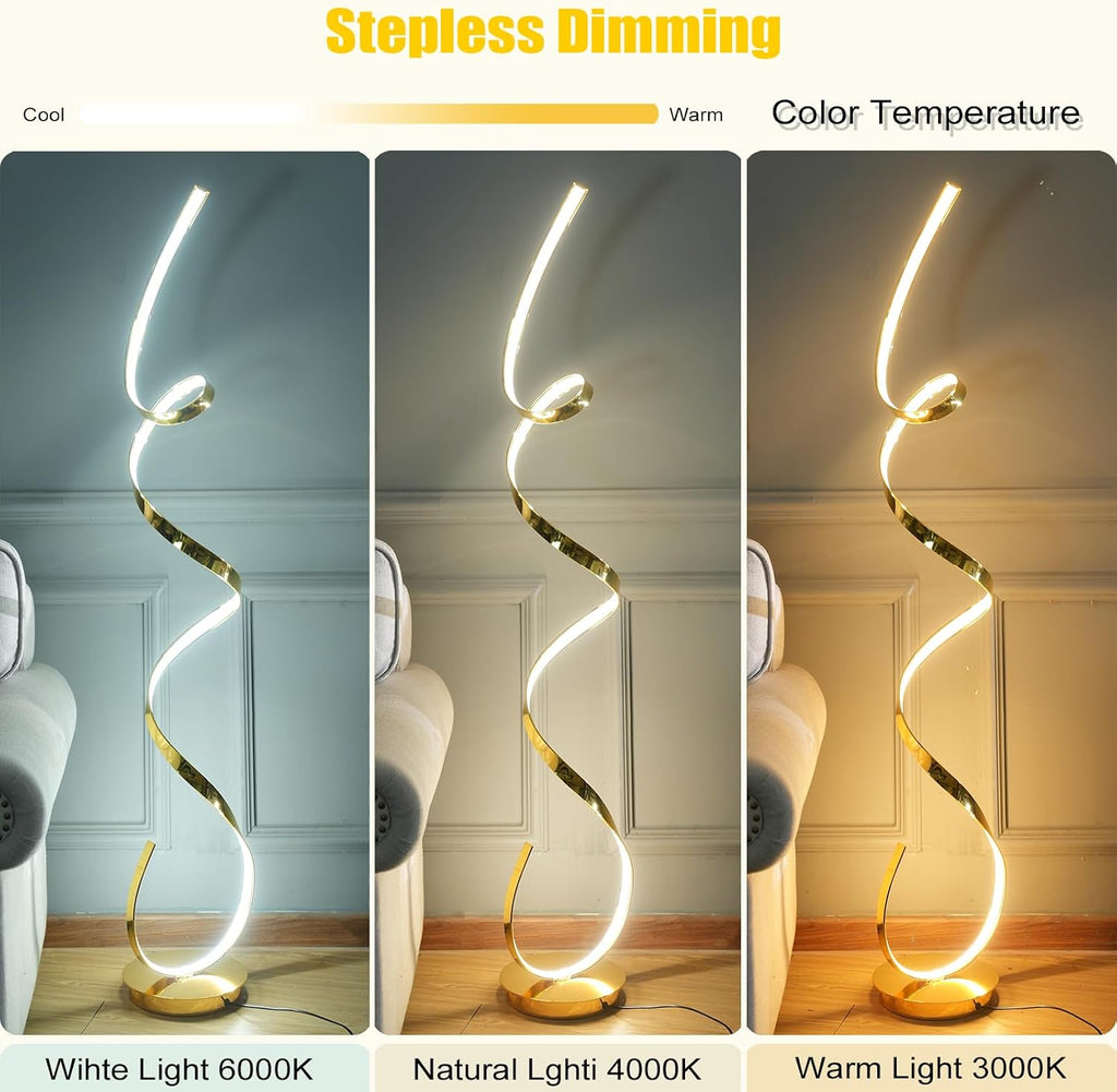3 Color Temperature LED 60W 59inches Golden Electroplated Floor Lamp with Remote