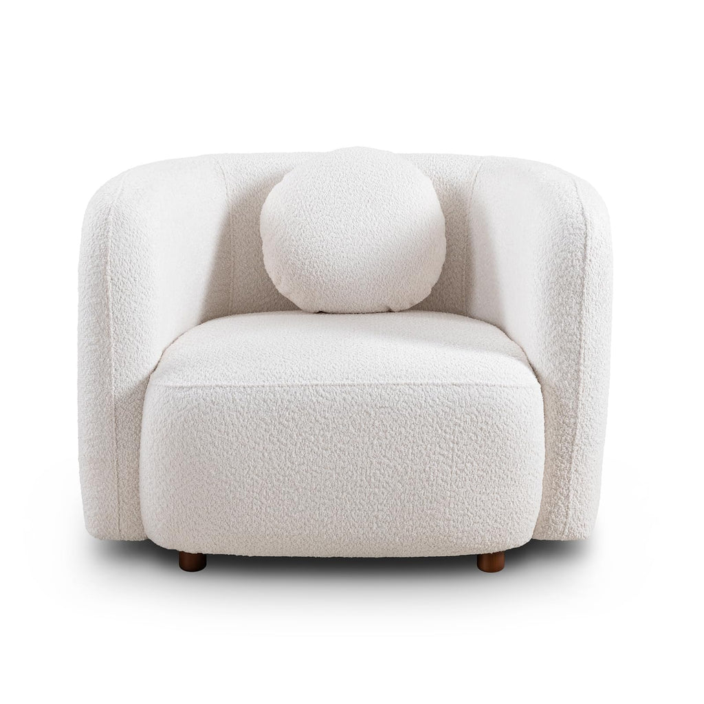 Oversized Boucle Accent Chair, Cream White Sherpa Wingback Chair
