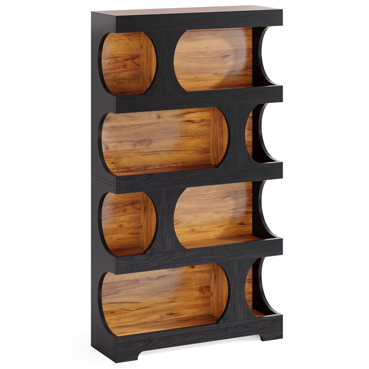 71-Inch S-Shaped 4-Tier Bookcase – Set of 2