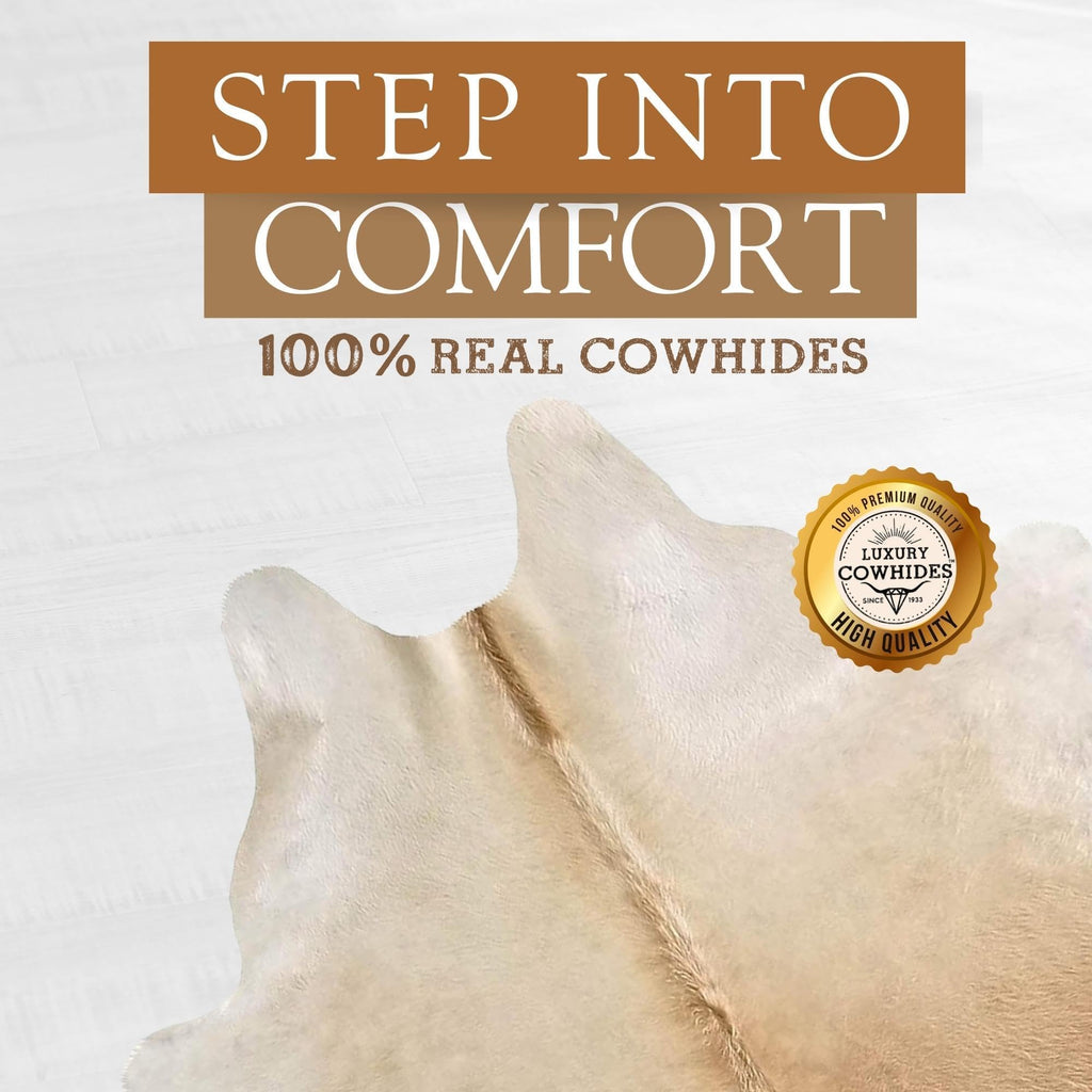 Sunshine Cowhides 100% Genuine Palomino Beige and White Cowhide Rug - Modern Style