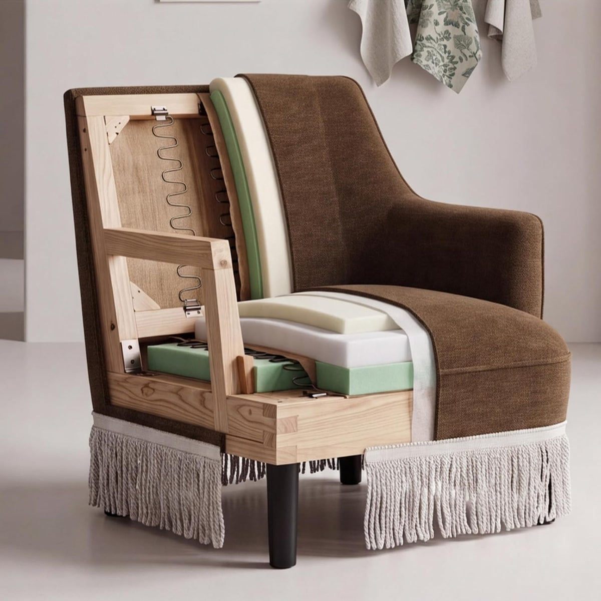 Hyfirm Vintage Accent Chair with Fringe Tassel Skirt