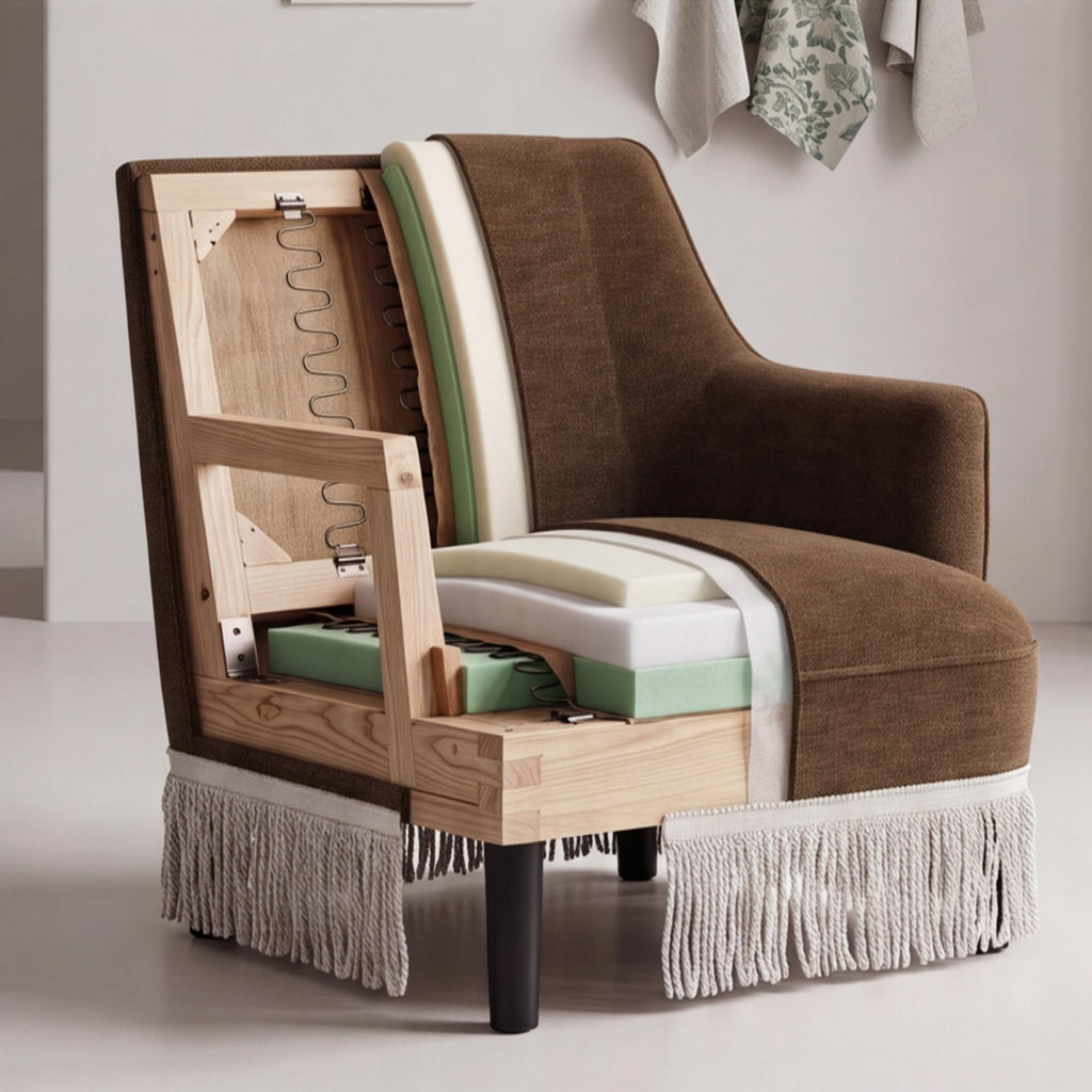 Hyfirm Vintage Accent Chair with Fringe Tassel Skirt