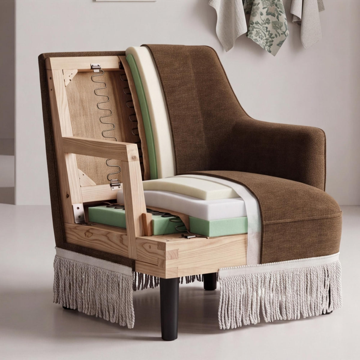 Hyfirm Vintage Accent Chair with Fringe Tassel Skirt