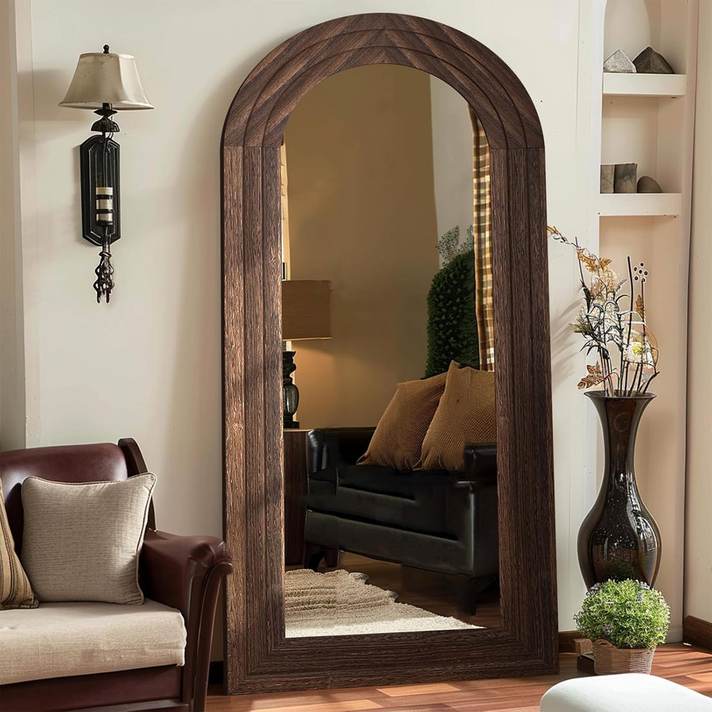 Arched Solid Wood Full-Length Mirror