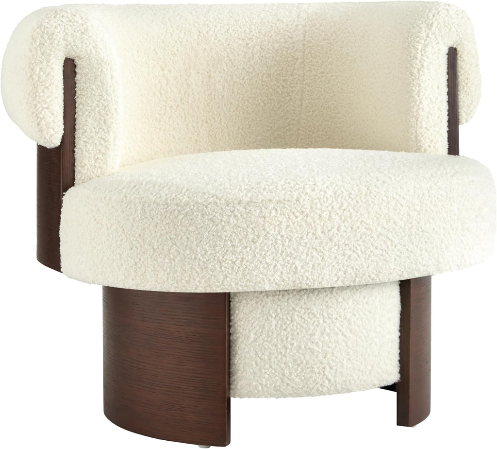 Bouclé Swivel Barrel Accent Chairs – Set of 2