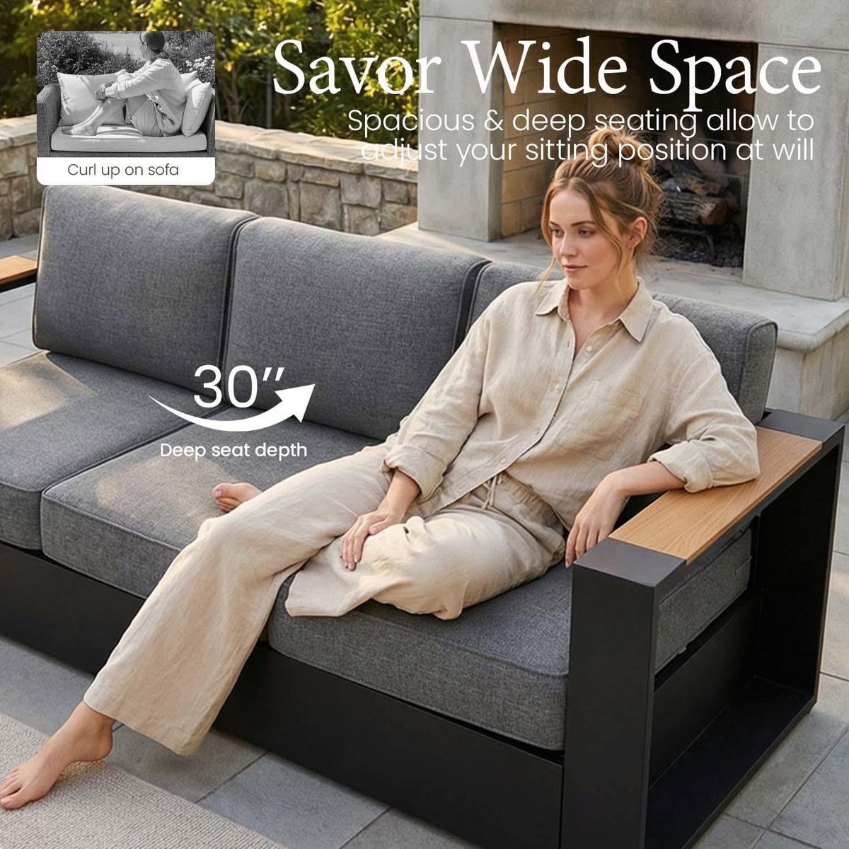 Aluminum Patio Set with Fire Pit Table