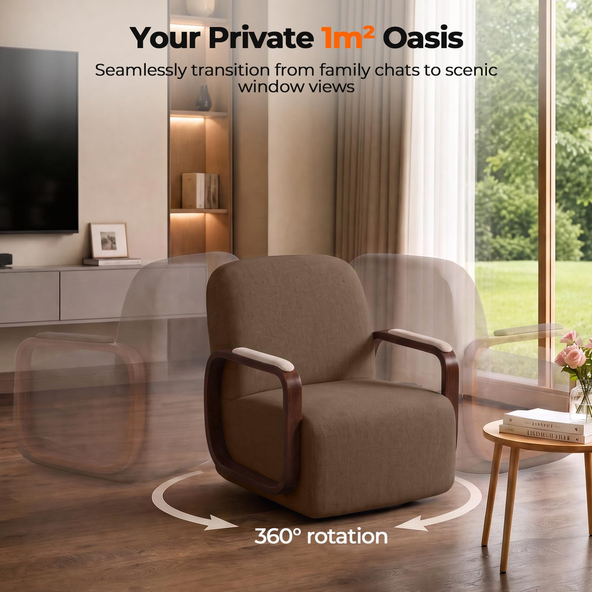 Couchus Swivel Accent Chair with Sturdy Base (Beige, Set of 2)