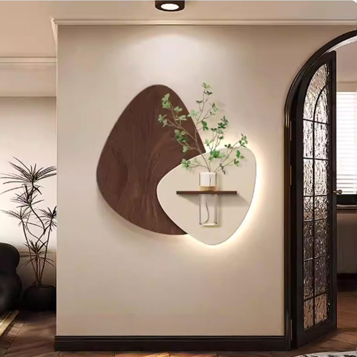3D Sandstone Wall Art with Vase & LED Backlight