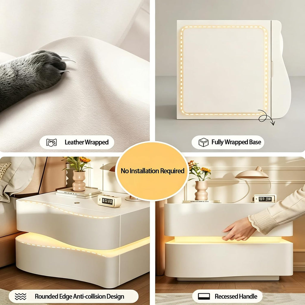 Fluted Touch-Light Nightstand