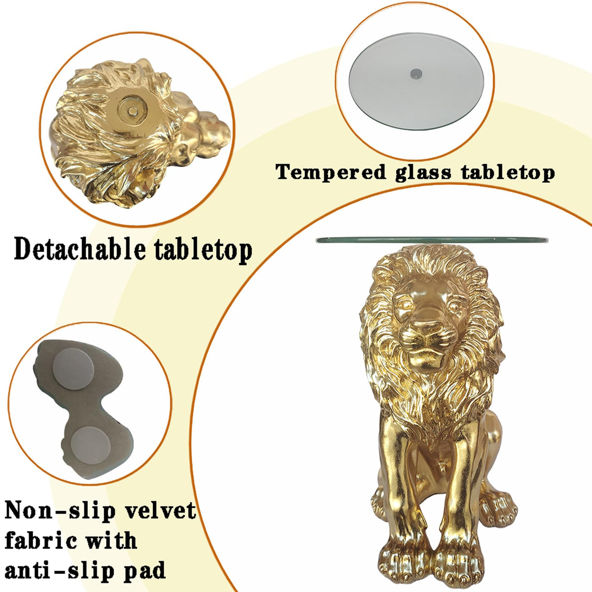 Animal Resin Side Table with Tempered Glass Top