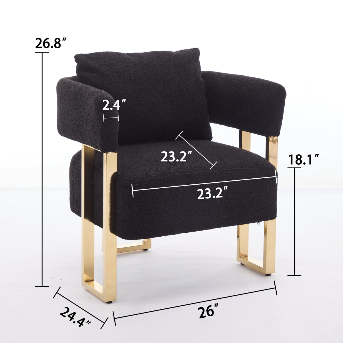 Upholstered Barrel Accent Chairs with Gold Legs – Set of 2