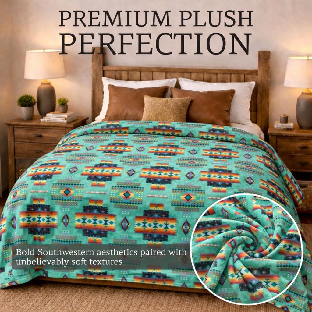 Sacred Thread Aztec Blanket Fleece, Western Blanket (Coffee Flannel) (King)
