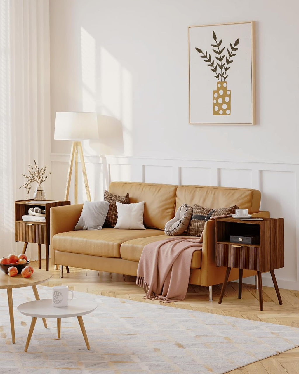 Modern Nightstand with Drawer & Open Shelf