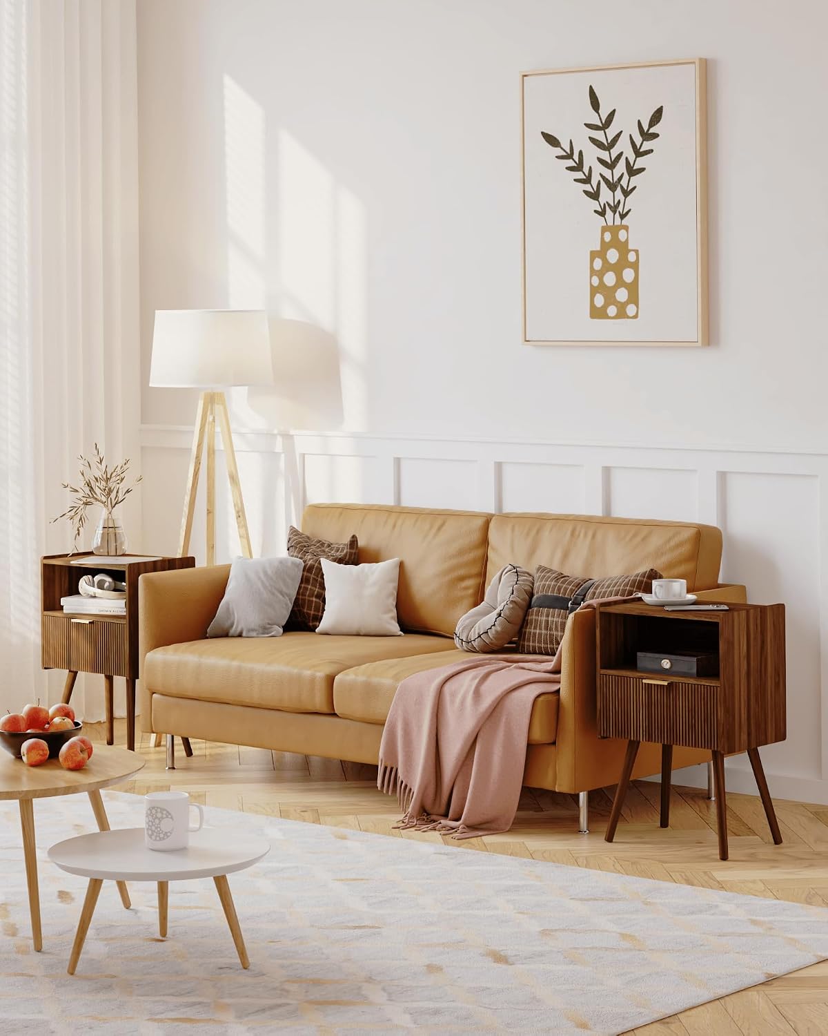 Modern Nightstand with Drawer & Open Shelf