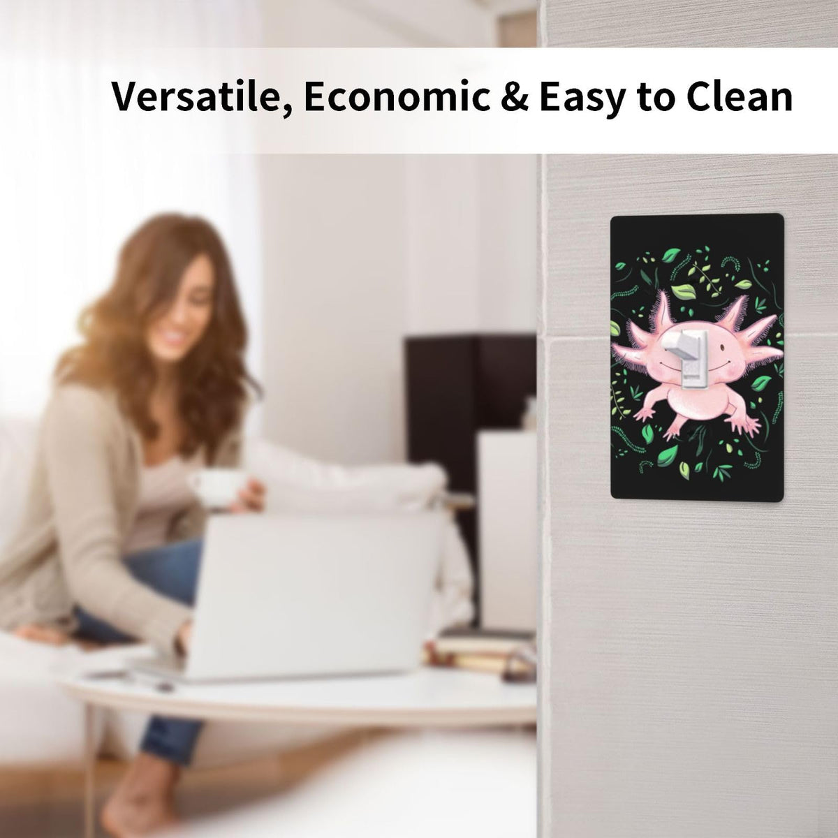 Cartoon Ice Cream Cone With Dripping White Glaze And Wafer Decor Print Light Switch Plate Cover Plastic Wall Plates (Single Gang Electrical Switch Duplex Outlet Cover)
