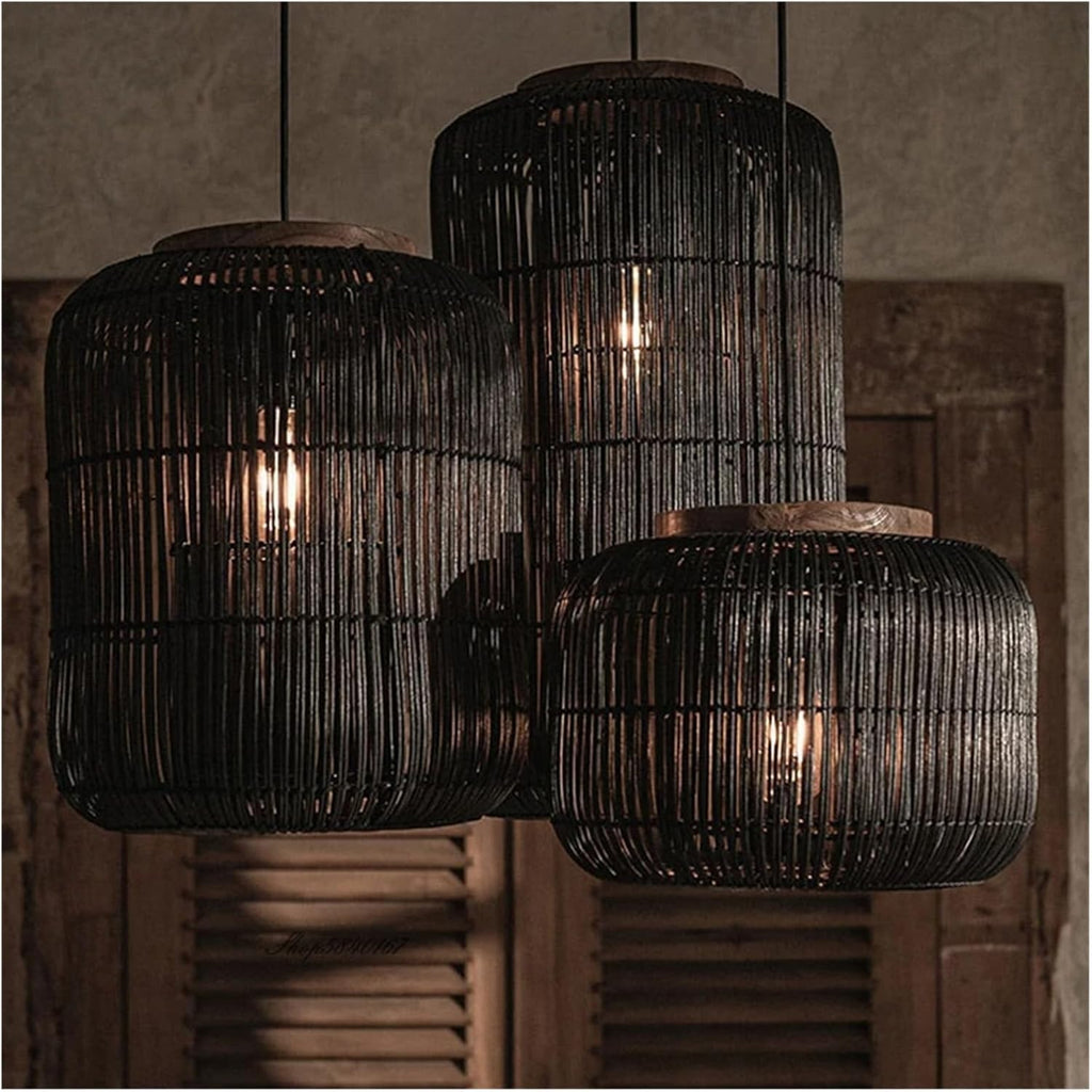 Light Chandelier, Rattan Pendant Light Fixtures, Handmade Woven Hanging Ceiling