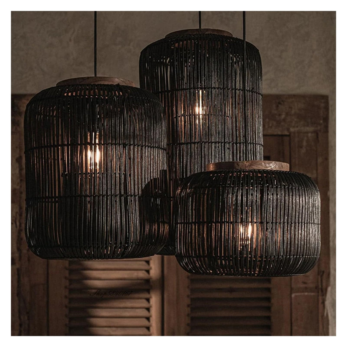 Light Chandelier, Rattan Pendant Light Fixtures, Handmade Woven Hanging Ceiling