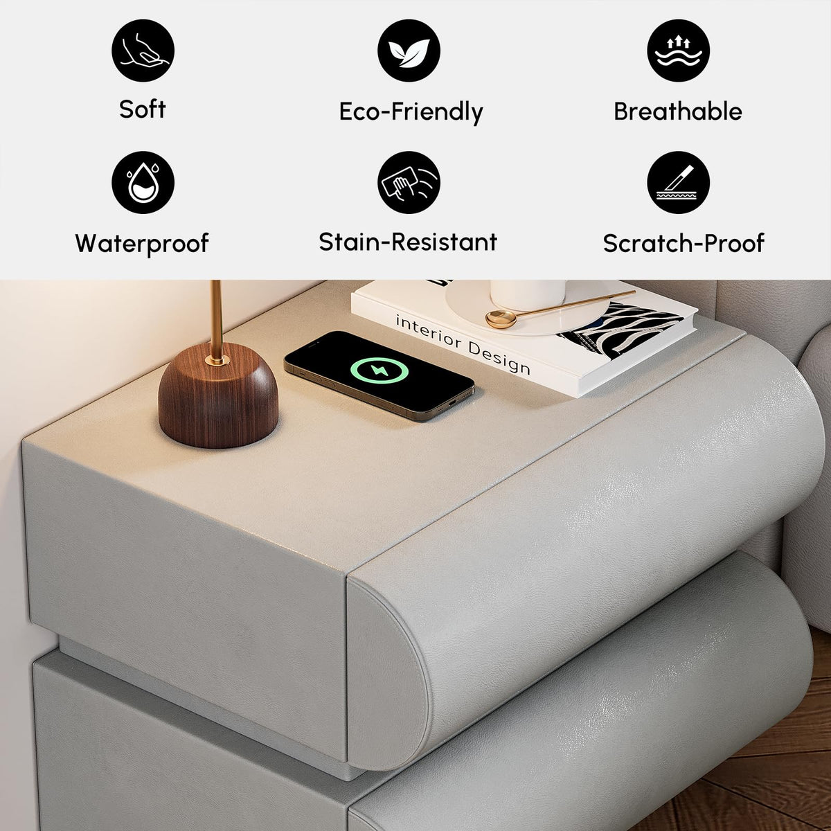 Smart Faux-Leather Nightstand