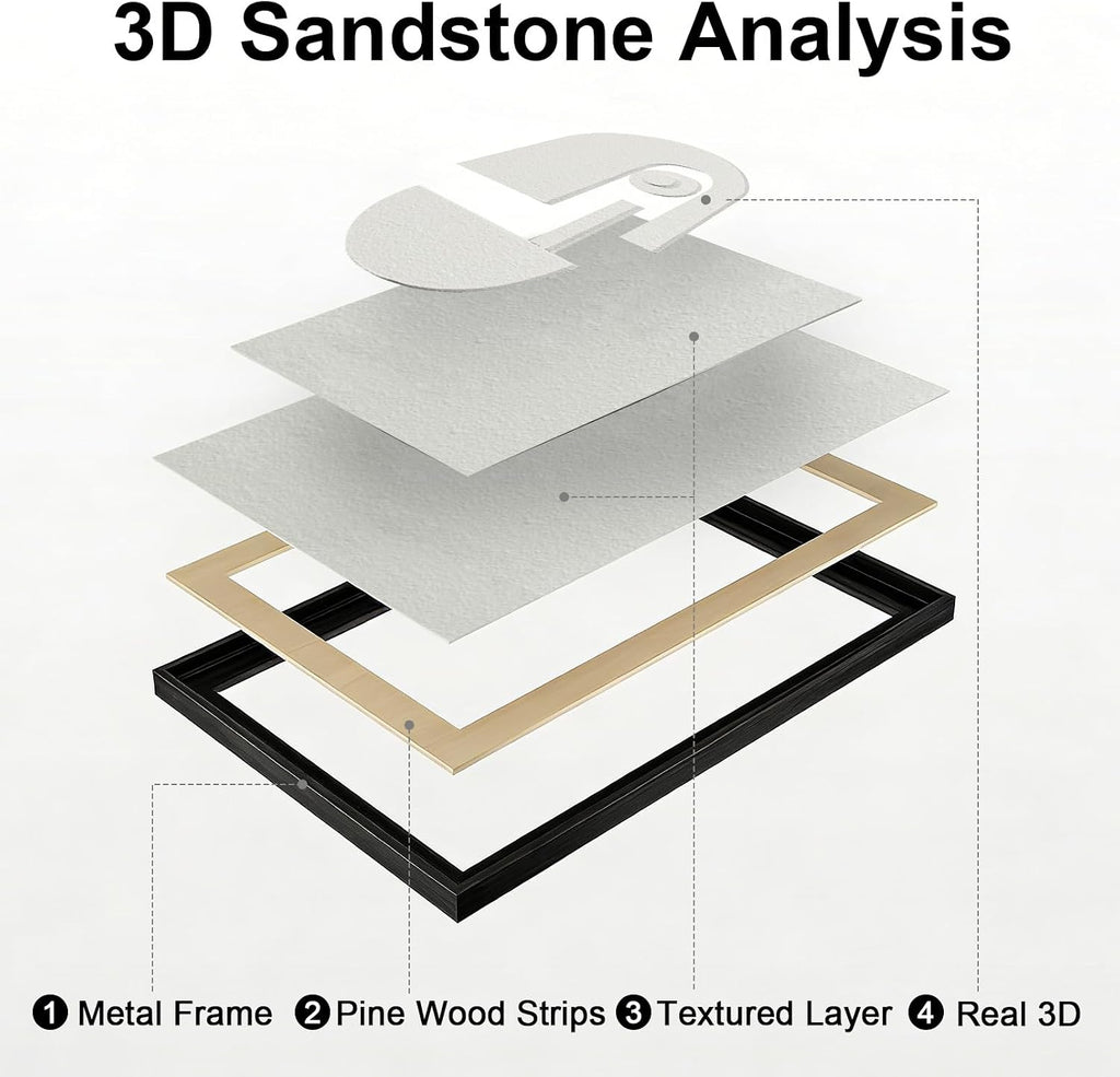 Framed 3D Geometric Sandstone Wall Art – Set of 3