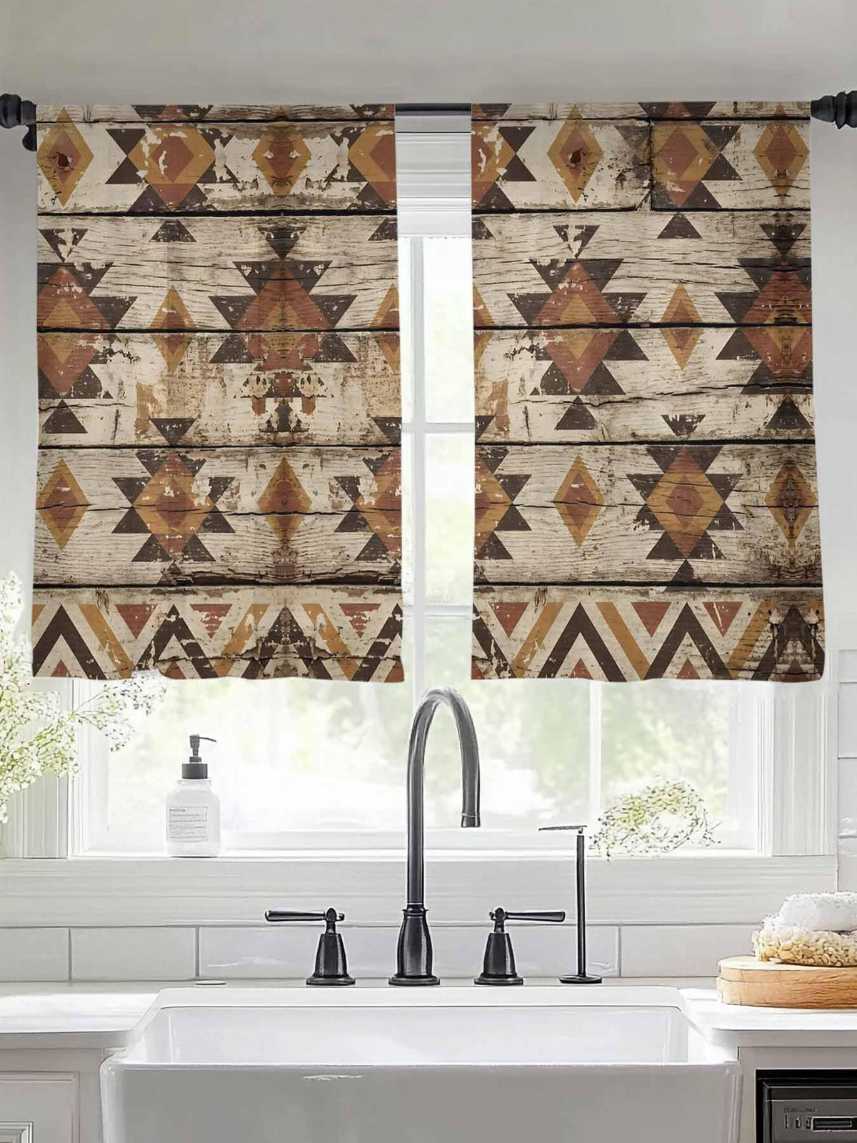 Diamond Tribal Sheer Curtains, Set of Two