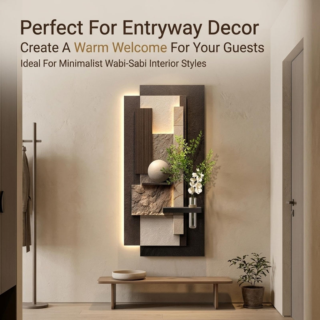 Double-Layer 3D Sandstone Wall Art with Vase