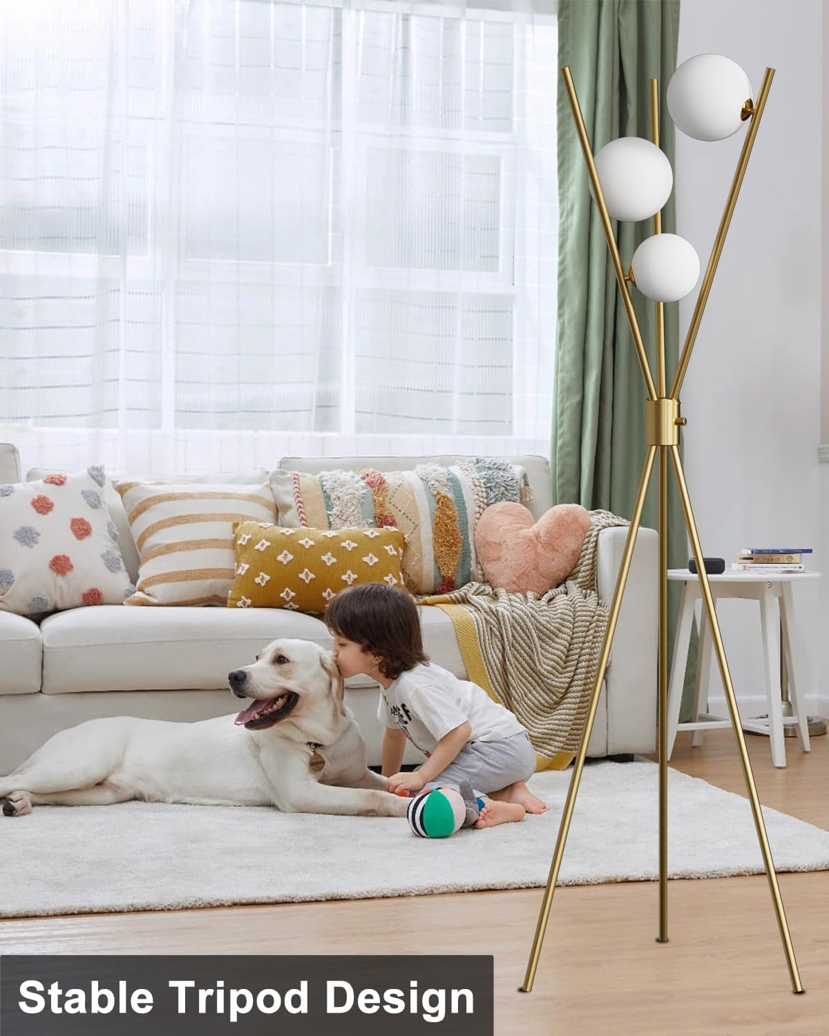 3 Globe Dimmable Tripod Floor Lamp