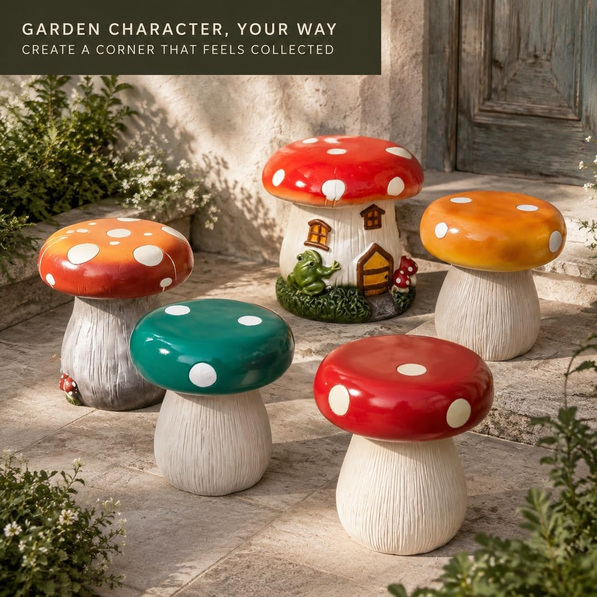 Corn Cob Plant Stand Indoor and Outdoor Resin Garden Stool Drum Seat Accent