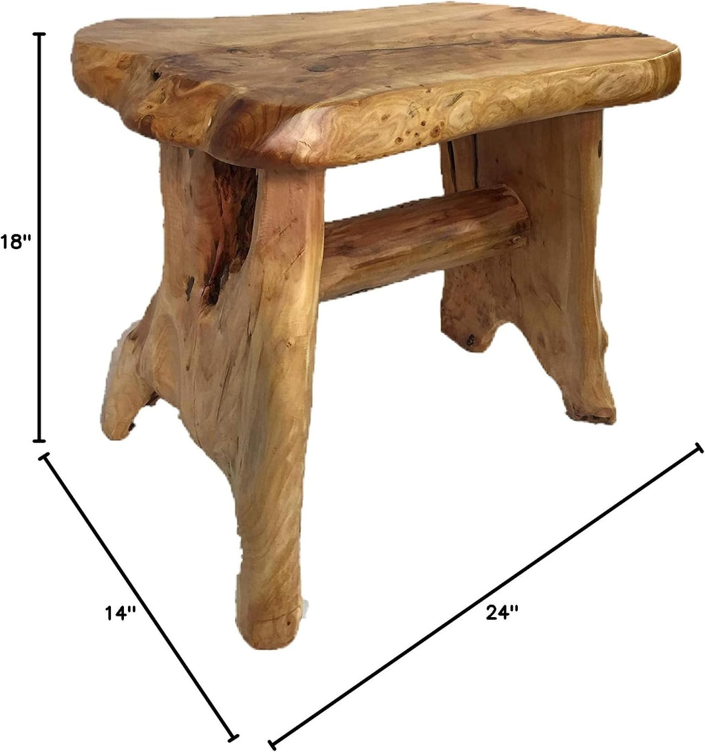 Greener Valley Root Wood Live Edge Bench (Small - 20-24" L x 18" H)