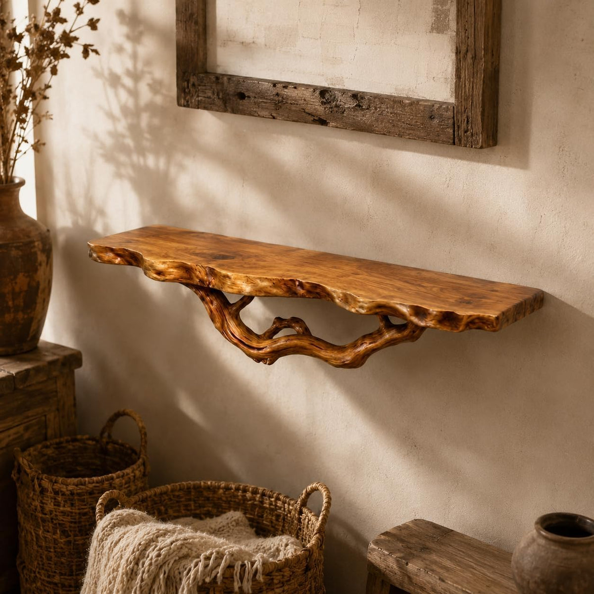 Handmade Solid Wood Tree Branch Bookshelf