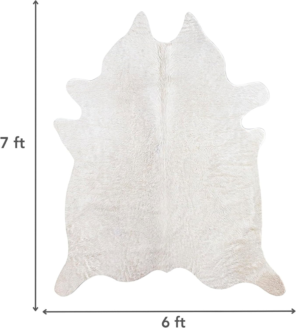 Natural Geneva Cowhide Area Rug, Off-White, 6 ft x 7 ft