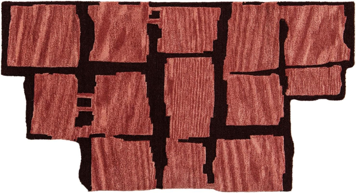 Handmade Woven Abstract Wall Art in Rust & Baby Pink