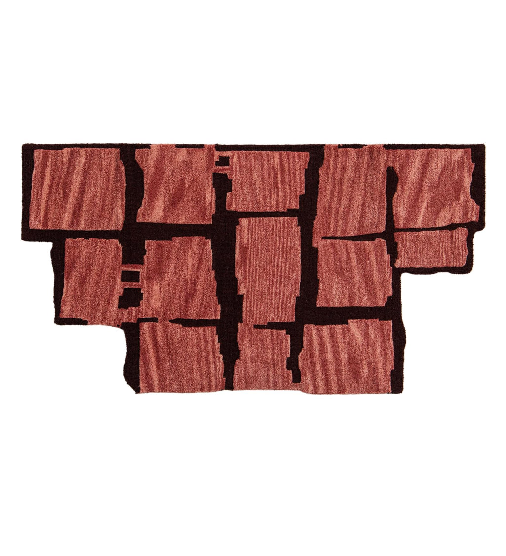 Handmade Woven Abstract Wall Art in Rust & Baby Pink