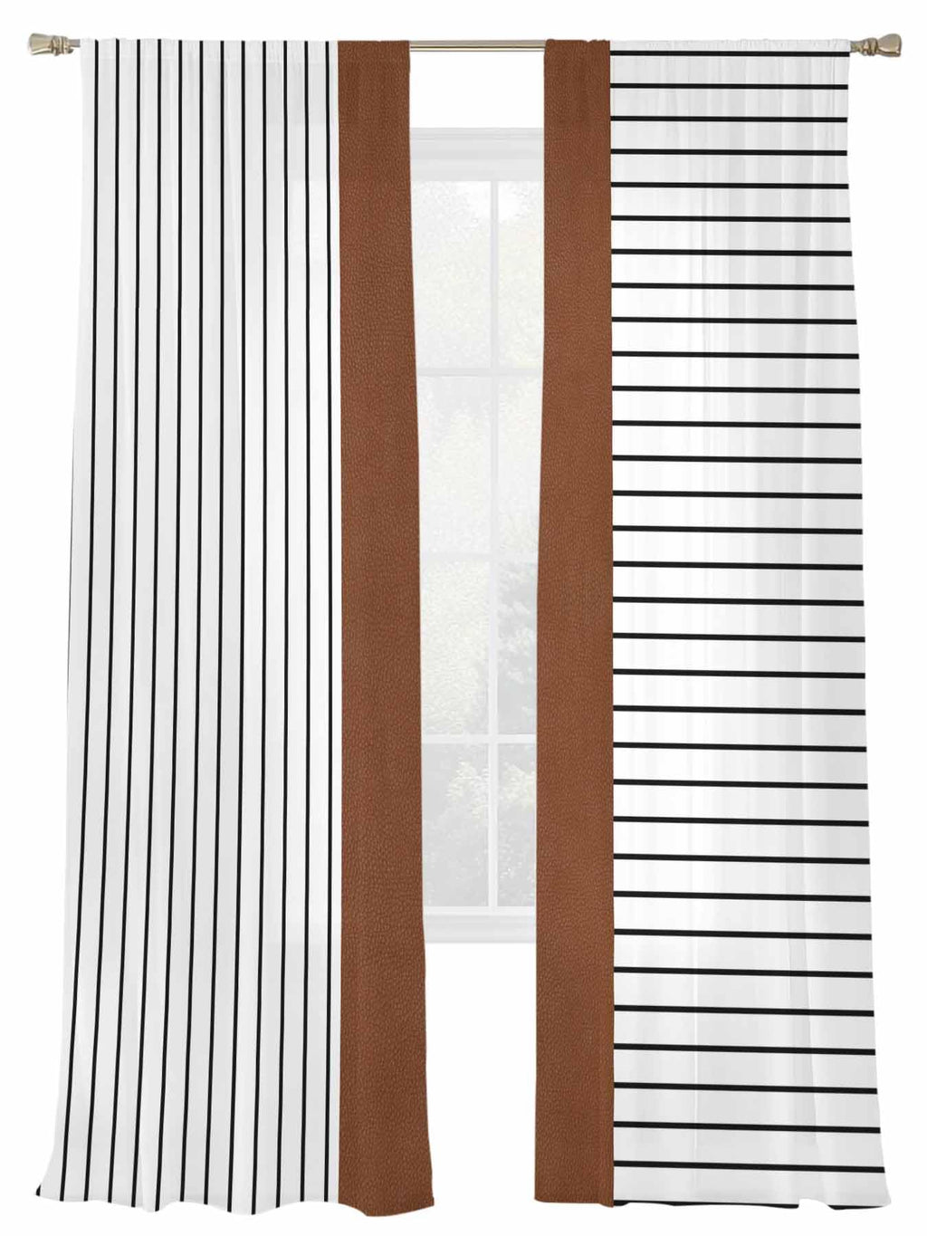 Brown Tribal Sheer Curtains, Set of Two