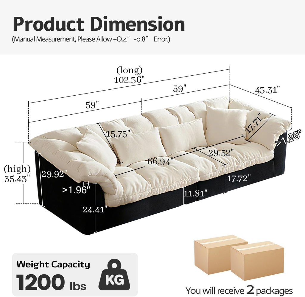 Cat Scratch Fabric Sofa Living Room 2026 new Straight Row Black and White Color