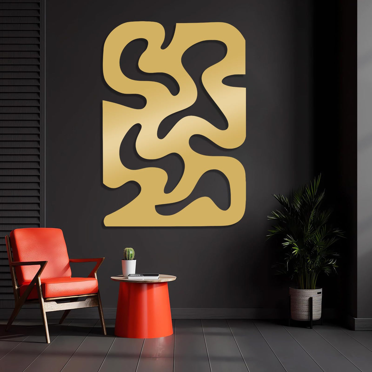 Curved Geometric Metal Wall Sculpture
