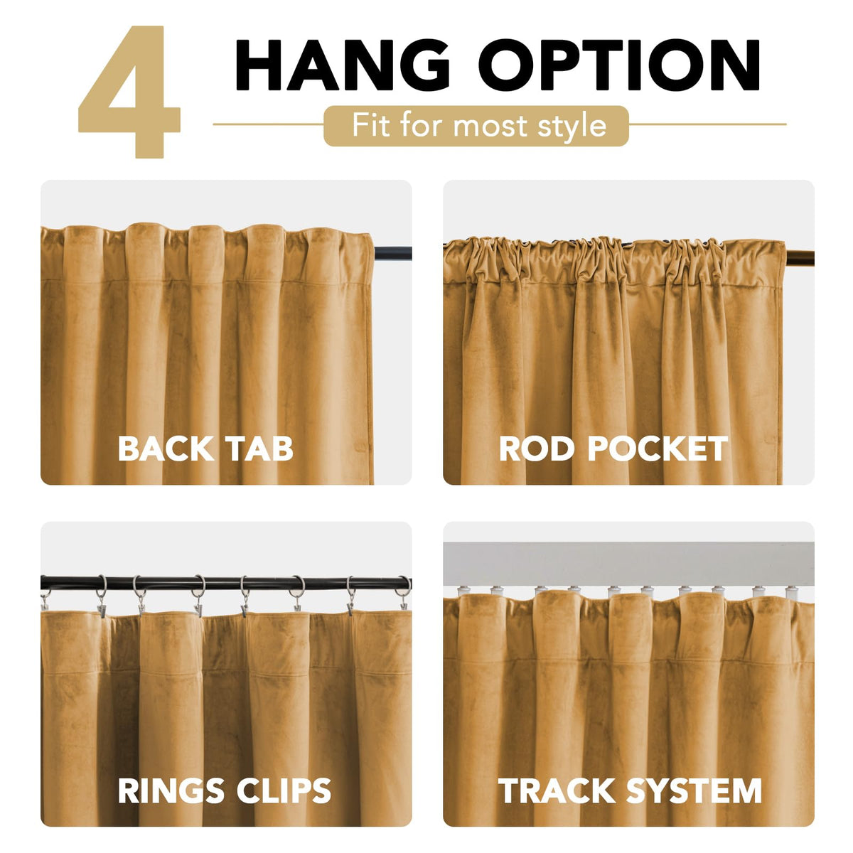 Velvet Color-Block Curtain Set